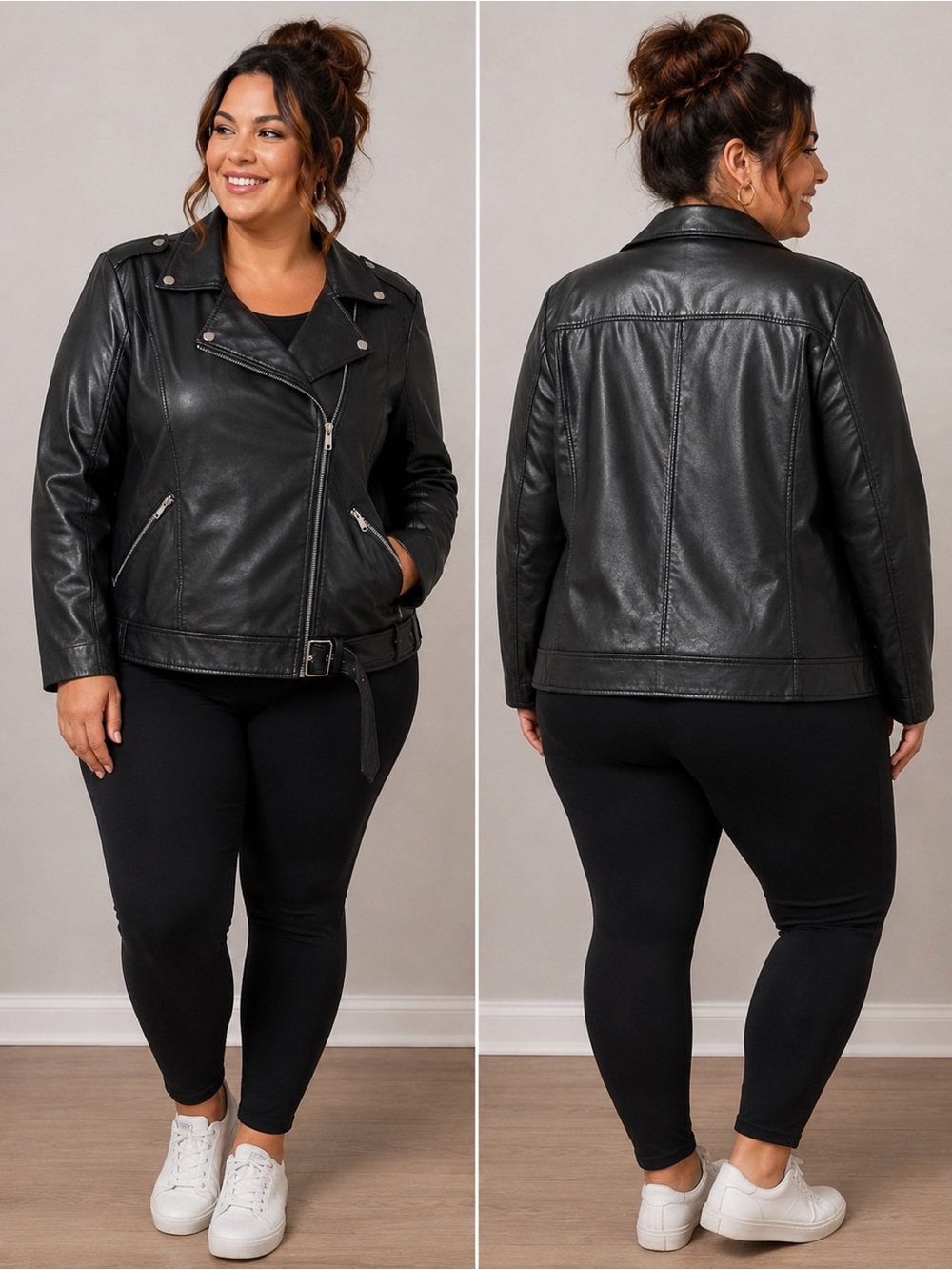 Lily Morgan Black Faux Leather Moto Jacket 2X – NEW Without Tags